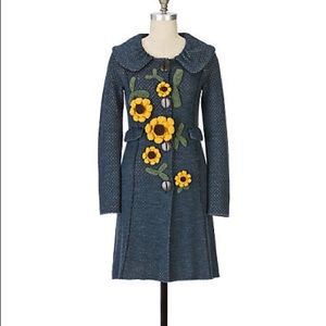 Anthropologie sunflower sweater coat